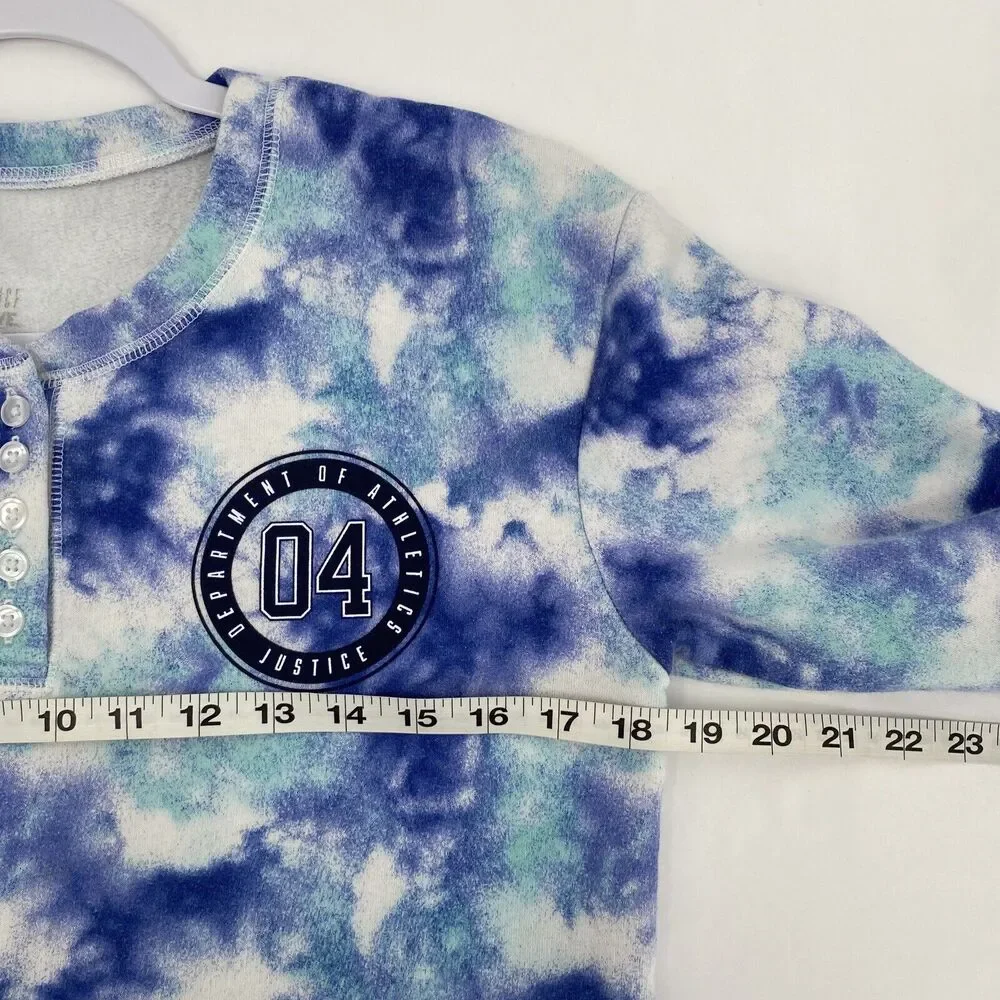 Justice Active Girls Tie Dye Round Neck Long Sleeve Pullover Sweatshirt 14/16